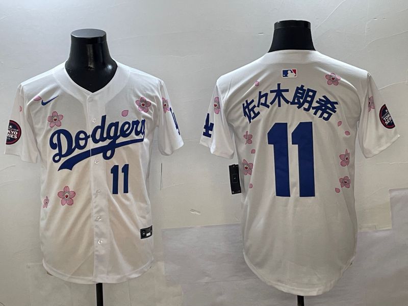Men Los Angeles Dodgers 11 R.Sasaki White Sakura Edition 2025 Nike MLB Jersey style 2